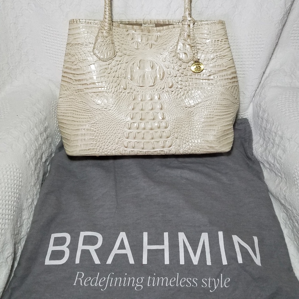 Brahmin Croc Embossed Leather Tote